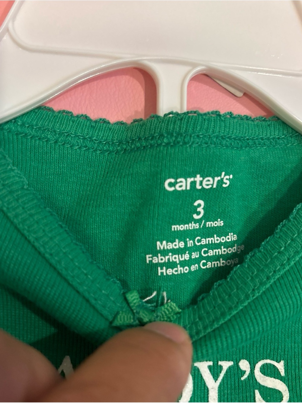 Carter's Green 'Daddy's Lucky Charm' Bodysuit with Navy Polka Dot Pants - Picture 3 of 4